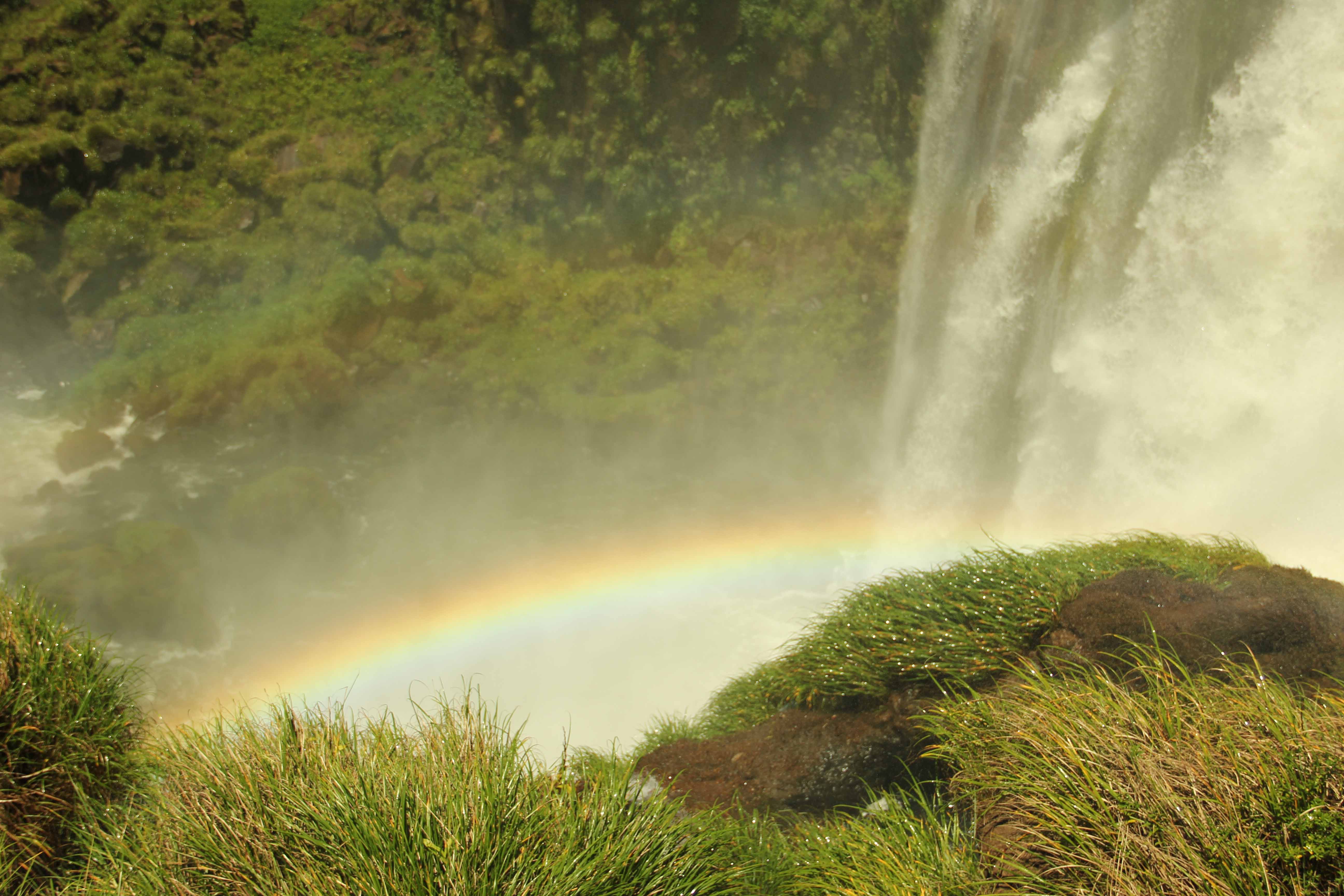 Lots of rainbows appear in the falls
